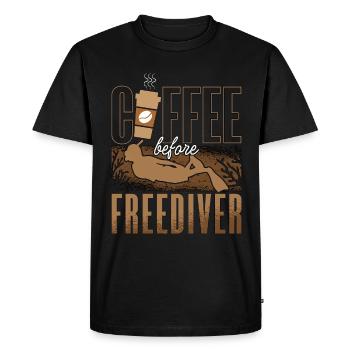 Café d’apnée avant l’apnée Plongeur Amateur de café - T-shirt Premium bio Homme - noir - Devant - Nico (187cm)