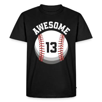 Fête de baseball du 13e anniversaire des enfants - T-shirt Premium bio Homme - noir - Devant - Nico (187cm)