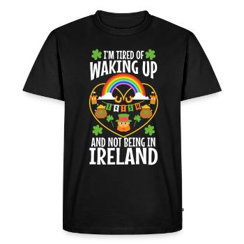 J’en ai marre de me réveiller et de ne pas être en Irlande - T-shirt Premium bio Homme - noir - Devant - Nico (187cm)