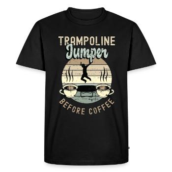 Trampoline Jumper avant de faire du trampoline Coffee Lover - T-shirt Premium bio Homme - noir - Devant - Nico (187cm)
