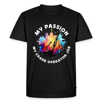 Grutier Ma passion Mon véhicule de construction - T-shirt Premium bio Homme - noir - Devant - Nico (187cm)