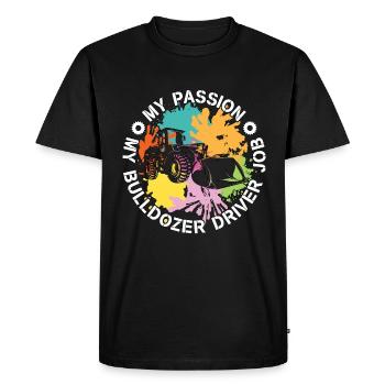 Conducteur de bulldozer Ma passion Mon camion bulldozer - T-shirt Premium bio Homme - noir - Devant - Nico (187cm)