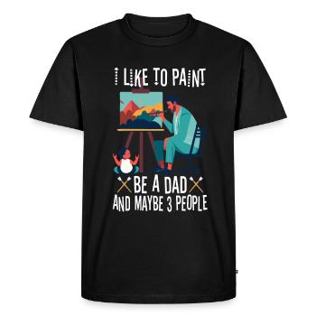 J’aime peindre être un papa et peut-être 3 personnes - T-shirt Premium bio Homme - noir - Devant - Nico (187cm)