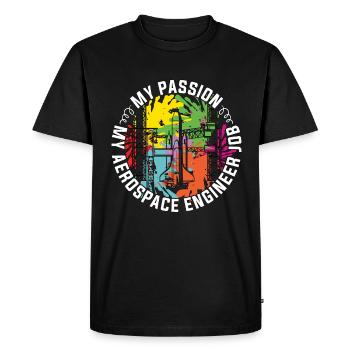 Aerospace Engineer My Passion My Aircraft Aviation - Men's Premium Organic T-Shirt - black - Front - Nico (187cm)