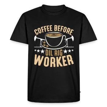 Travailleur de plate-forme pétrolière Café Forage pétrolier Amateur de café - T-shirt Premium bio Homme - noir - Devant - Nico (187cm)