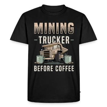 Mining Trucker Before Coffee Trucker Coffee Lover - Men's Premium Organic T-Shirt - black - Front - Nico (187cm)