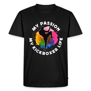 Kickboxeur Ma Passion Ma Vie de Kickboxeur Boxe Thaïlandaise - T-shirt Premium bio Homme - noir - Devant - Nico (187cm)