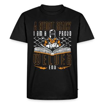 Soudeur Une petite histoire Je suis un métallurgiste soudeur - T-shirt Premium bio Homme - noir - Devant - Nico (187cm)