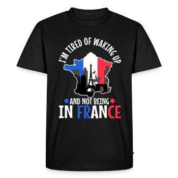 J’en ai marre de me réveiller et de ne pas être en France - T-shirt Premium bio Homme - noir - Devant - Nico (187cm)