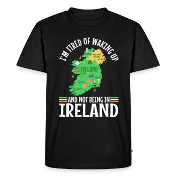 J’en ai marre de me réveiller et de ne pas être en Irlande - T-shirt Premium bio Homme - noir - Devant - Nico (187cm)