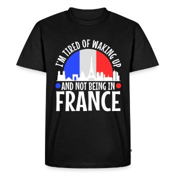 J’en ai marre de me réveiller et de ne pas être en France - T-shirt Premium bio Homme - noir - Devant - Nico (187cm)