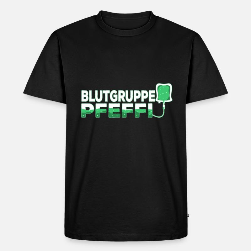 Blutgruppe Pfeffi - Männer Premium Bio T-Shirt - Schwarz