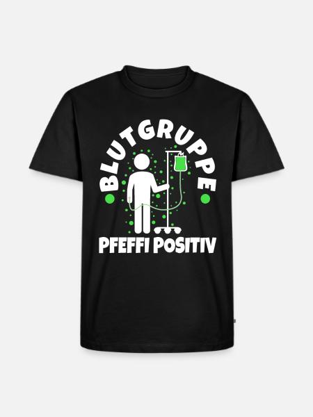 Blutgruppe Pfeffi Positiv - Männer Premium Bio T-Shirt - Schwarz