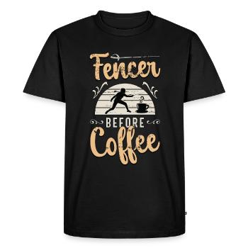Escrimeur Avant Le Café Épée Combattant Amateur De Café - T-shirt Premium bio Homme - noir - Devant - Nico (187cm)