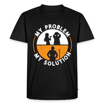 Archéologue Mon problème Ma solution Pictogramme Papa - T-shirt Premium bio Homme - noir - Devant - Nico (187cm)