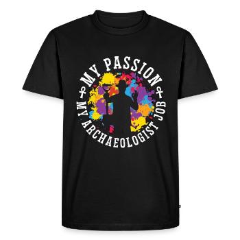 Archéologue Ma passion Ma géologie Archéologues - T-shirt Premium bio Homme - noir - Devant - Nico (187cm)