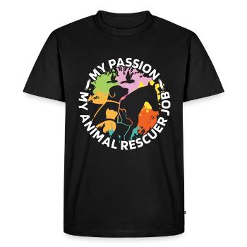 Sauveteur d’animaux Ma passion Mon amoureux des refuges pour animaux - T-shirt Premium bio Homme - noir - Devant - Nico (187cm)