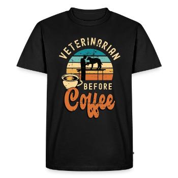 Veterinarian Before Coffee Vet Tech Coffee Lover - Men's Premium Organic T-Shirt - black - Front - Nico (187cm)