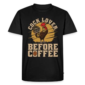 Cock Lover Before Coffee Chicken Coop Coffee Lover - Men's Premium Organic T-Shirt - black - Front - Nico (187cm)