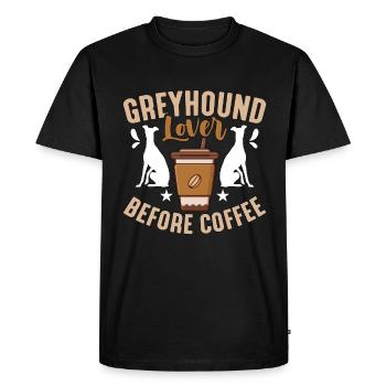 Amoureux des lévriers avant les chiens de course Amateur de café - T-shirt Premium bio Homme - noir - Devant - Nico (187cm)