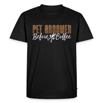 Toiletteur pour animaux de compagnie avant le café Soins aux animaux Amateur de café - T-shirt Premium bio Homme - noir - Devant - Nico (187cm)