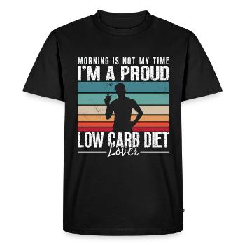 Low Carb Diet Lover Morning Is Not My Time Keto - Men's Premium Organic T-Shirt - black - Front - Nico (187cm)