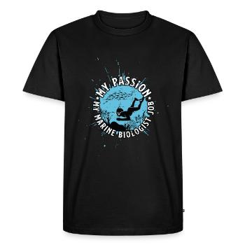 Biologiste marin Ma passion Ma vie marine - T-shirt Premium bio Homme - noir - Devant - Nico (187cm)