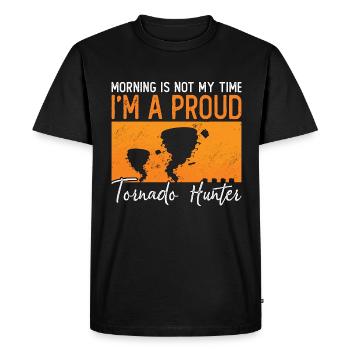 Chasseur de tornades Le matin n’est pas mon temps prévisionniste - T-shirt Premium bio Homme - noir - Devant - Nico (187cm)