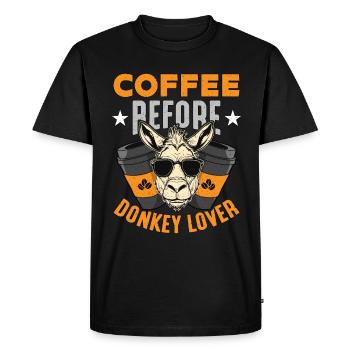 Donkey Lover Coffee Before Animals Coffee Lover - Men's Premium Organic T-Shirt - black - Front - Nico (187cm)