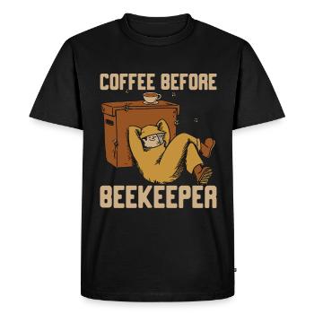 Beekeeper Coffee Before Beekeeping Coffee Lover - Men's Premium Organic T-Shirt - black - Front - Nico (187cm)