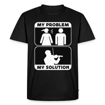 Violoniste Mon problème Ma solution Pictogramme Papa - T-shirt Premium bio Homme - noir - Devant - Nico (187cm)