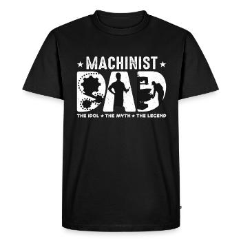Papa machiniste L’idole Le mythe Le machiniste CNC - T-shirt Premium bio Homme - noir - Devant - Nico (187cm)