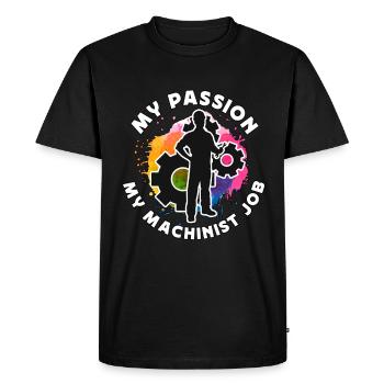 Machiniste Ma passion Mon métier de machiniste Opérateur CNC - T-shirt Premium bio Homme - noir - Devant - Nico (187cm)