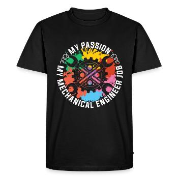 Ingénieur mécanique Ma passion Mon ingénierie - T-shirt Premium bio Homme - noir - Devant - Nico (187cm)
