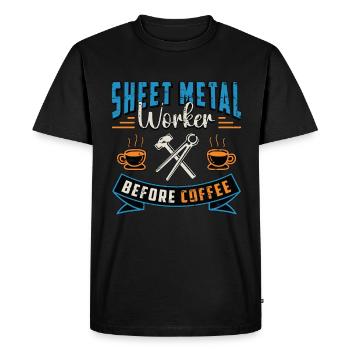 Sheet Metal Worker Before Metal Work Coffee Lover - Men's Premium Organic T-Shirt - black - Front - Nico (187cm)