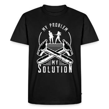 Tôlier Mon Problème Mon Pictogramme Papa Maman - T-shirt Premium bio Homme - noir - Devant - Nico (187cm)