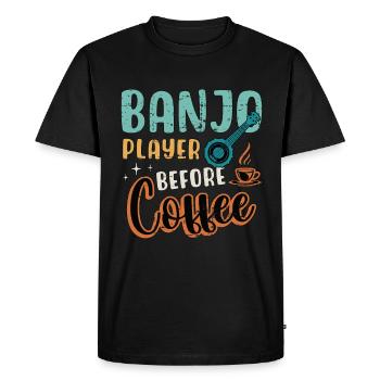 Joueur de banjo avant le café Amateur de musique folklorique - T-shirt Premium bio Homme - noir - Devant - Nico (187cm)