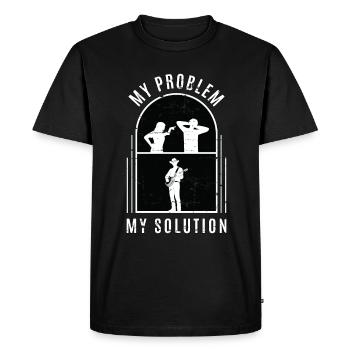 Joueur de banjo Mon problème Ma solution Pictogramme Papa - T-shirt Premium bio Homme - noir - Devant - Nico (187cm)