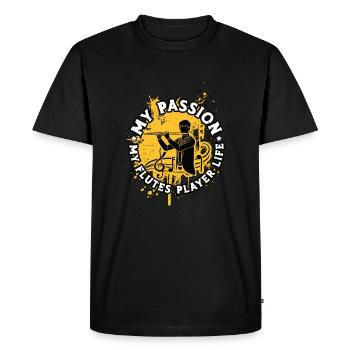Joueur de flûtes Ma passion Mon joueur de flûtes à vent - T-shirt Premium bio Homme - noir - Devant - Nico (187cm)