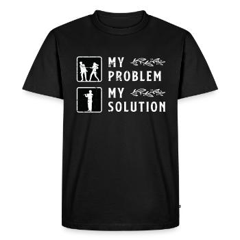 Joueur de flûtes Mon problème Mon pictogramme Papa Maman - T-shirt Premium bio Homme - noir - Devant - Nico (187cm)
