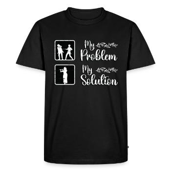 Joueur de flûtes Mon problème Mon pictogramme Maman Papa - T-shirt Premium bio Homme - noir - Devant - Nico (187cm)
