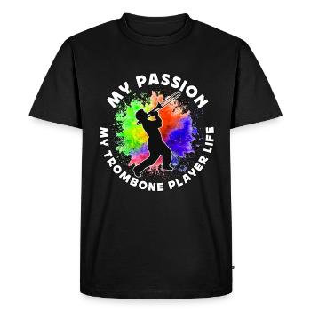 Trombone Player My Passion My Trombone Trombonist - Men's Premium Organic T-Shirt - black - Front - Nico (187cm)