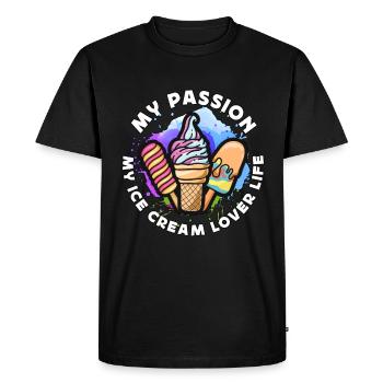 Ice Cream Lover My Passion My Ice Cream Sweet Ice - Men's Premium Organic T-Shirt - black - Front - Nico (187cm)