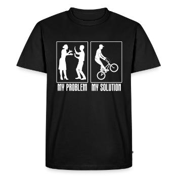 BMX Racer Mon problème Ma solution Pictogramme Papa Maman - T-shirt Premium bio Homme - noir - Devant - Nico (187cm)