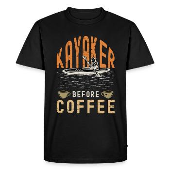 Kayaker Before Coffee Water Sports Coffee Lover - Men's Premium Organic T-Shirt - black - Front - Nico (187cm)