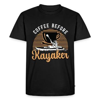 Kayaker Coffee Before Loves Kayaking Coffee Lover - Men's Premium Organic T-Shirt - black - Front - Nico (187cm)