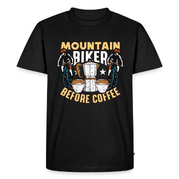 Vététiste avant le café Amateur de café à vélo - T-shirt Premium bio Homme - noir - Devant - Nico (187cm)
