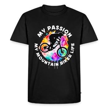 Mountain Biker My Passion My Mountain Bike Cyclist - Men's Premium Organic T-Shirt - black - Front - Nico (187cm)