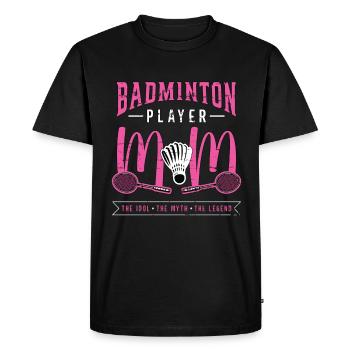 Maman joueuse de badminton L’idole aime le badminton - T-shirt Premium bio Homme - noir - Devant - Nico (187cm)