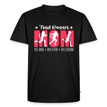 Maman coureuse de trail L’idole L’amoureuse du trail - T-shirt Premium bio Homme - noir - Devant - Nico (187cm)